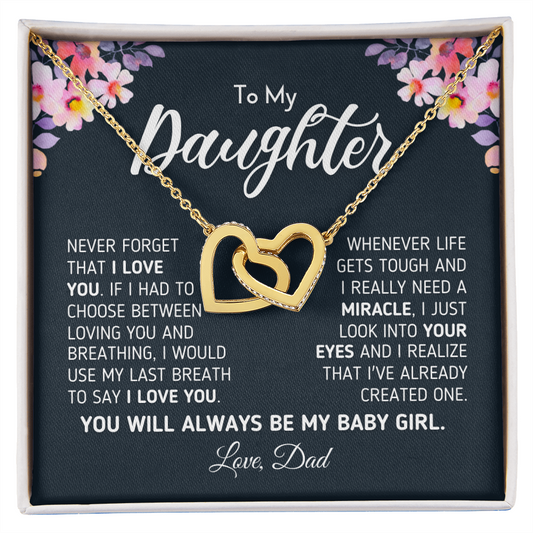 Gift for Daughter Love Dad "Never Forget That I Love You" Necklace