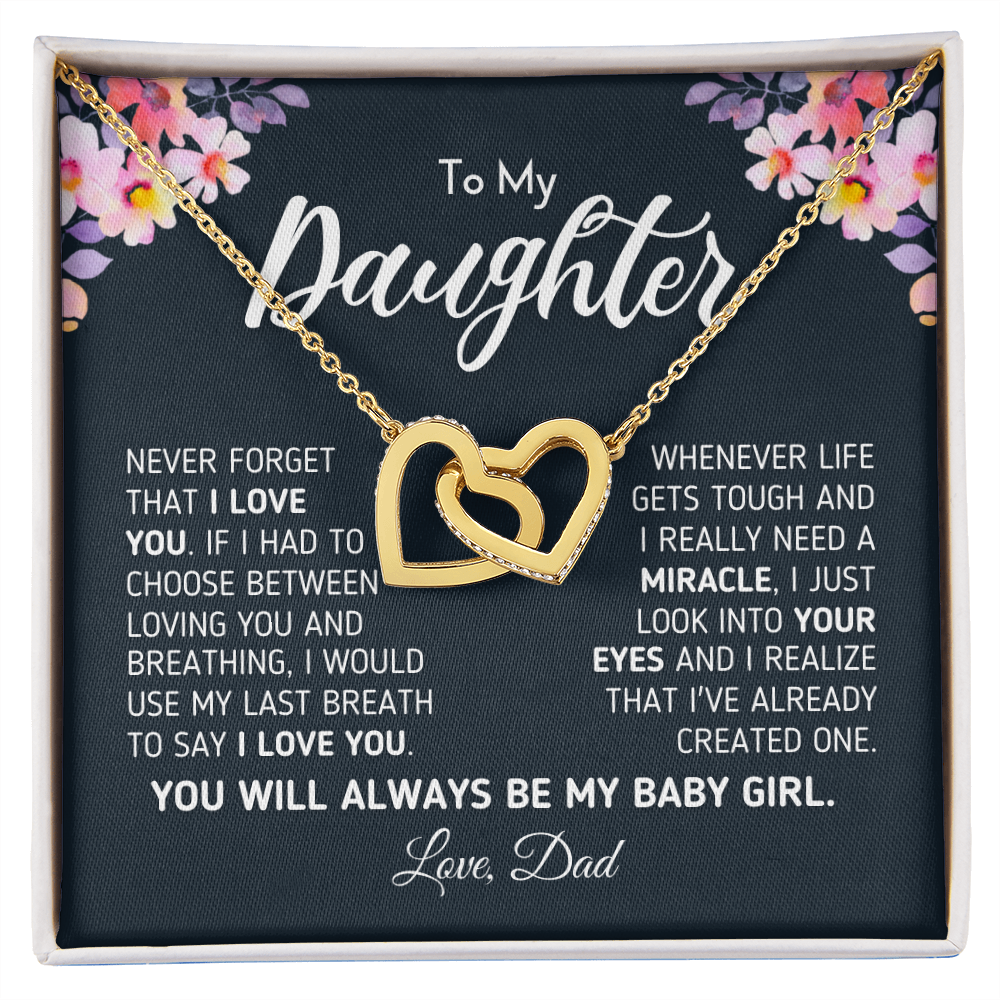 Gift for Daughter Love Dad "Never Forget That I Love You" Necklace
