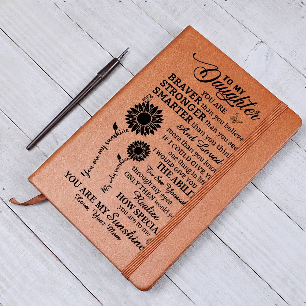 Beautiful Gift for Daughter From Mom "Loved More Than You Know" Leather Journal