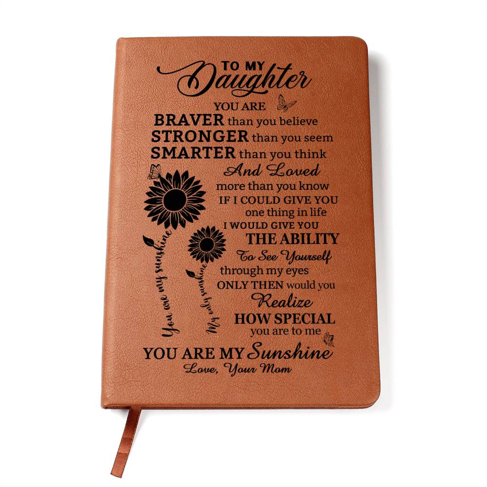 Beautiful Gift for Daughter From Mom "Loved More Than You Know" Leather Journal