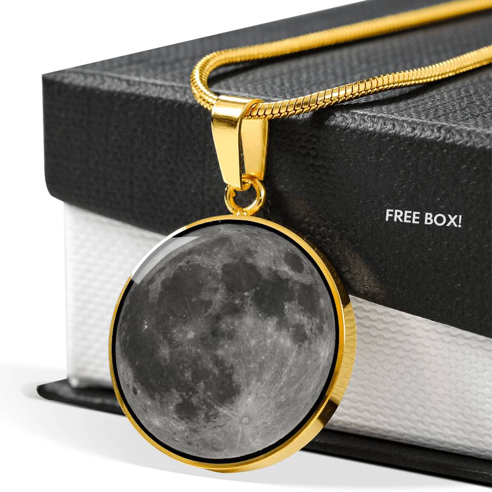 Timeless Moon Pendant Necklace With Custom Engraving Available