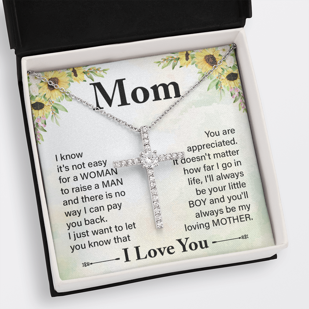 Gift for Mom From Son "You Are Appreciated" Cross Necklace