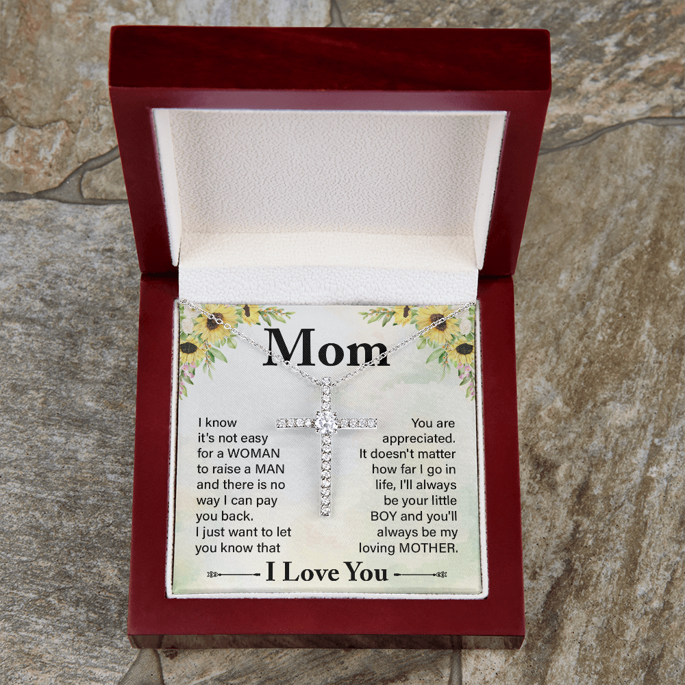 Gift for Mom From Son "You Are Appreciated" Cross Necklace