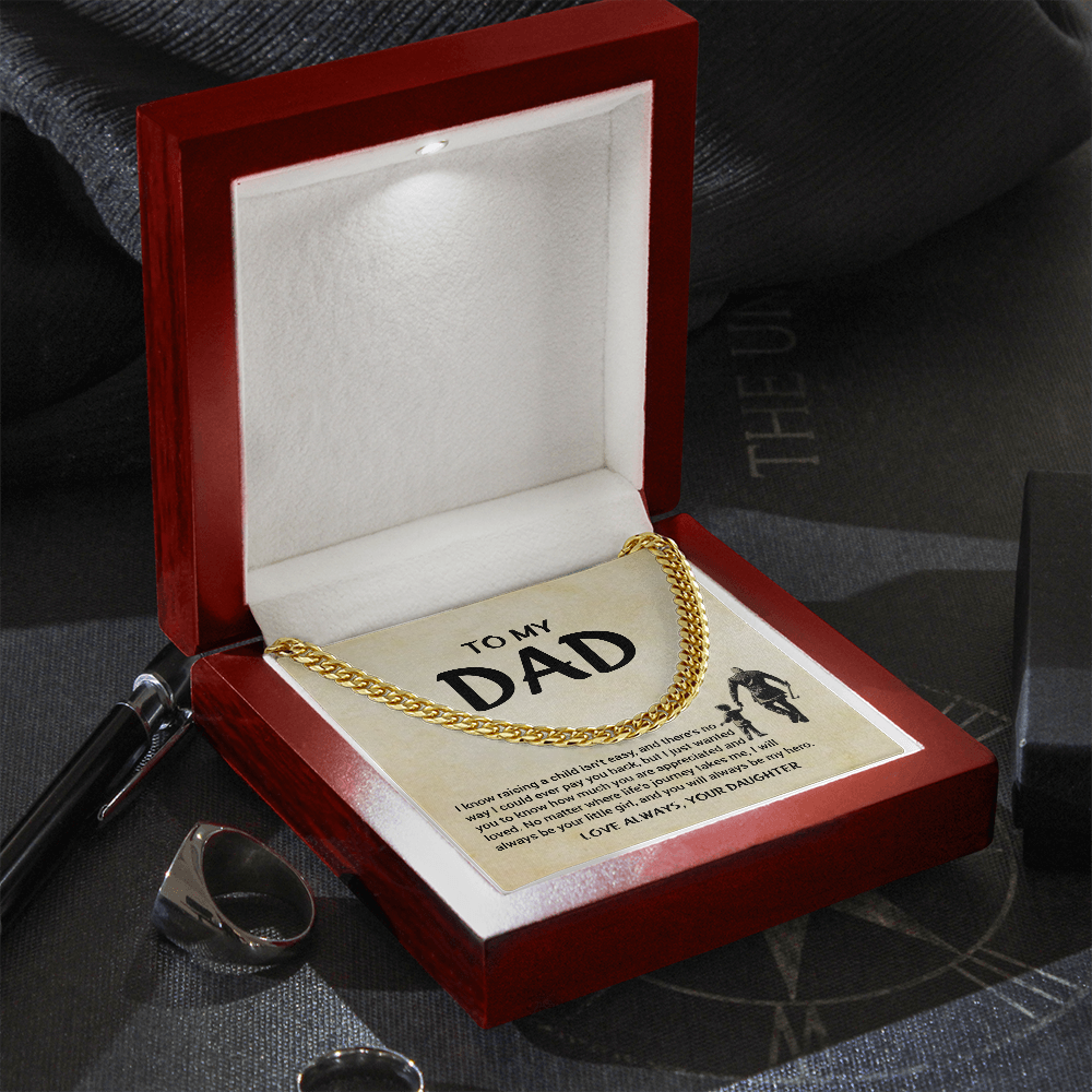Gift For Dad From Daughter "You Will Always Be My Hero" Necklace