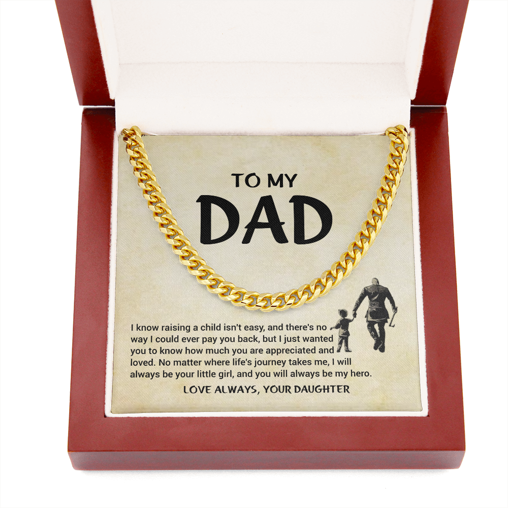 Gift For Dad From Daughter "You Will Always Be My Hero" Necklace