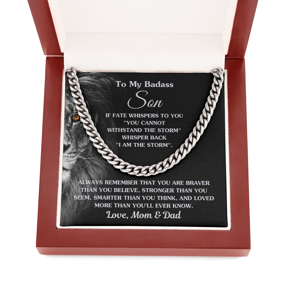Gift To Son From Mom and Dad "I Am The Storm" Lion Chain Necklace
