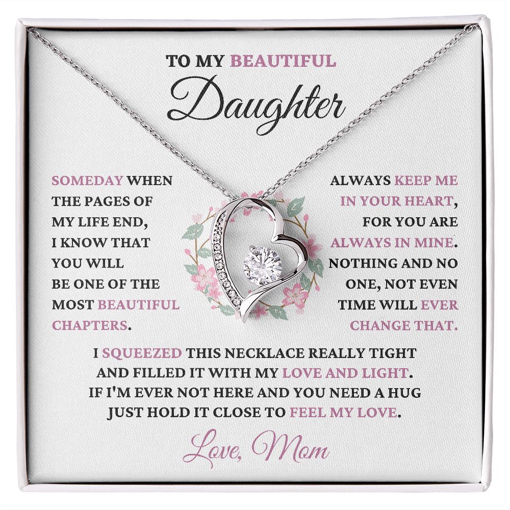 Gift For Daughter From Mom "Always Keep Me In Your Heart" Heart Necklace