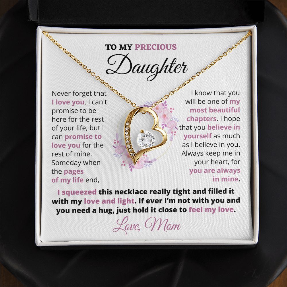 Gift For Precious Daughter "Always Keep Me In Your Heart" Love Mom Heart Necklace